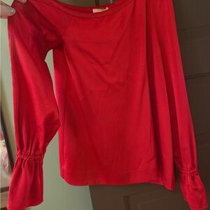 Ramy Brook Red Long-Sleeve Off the Shoulder Women’s Top